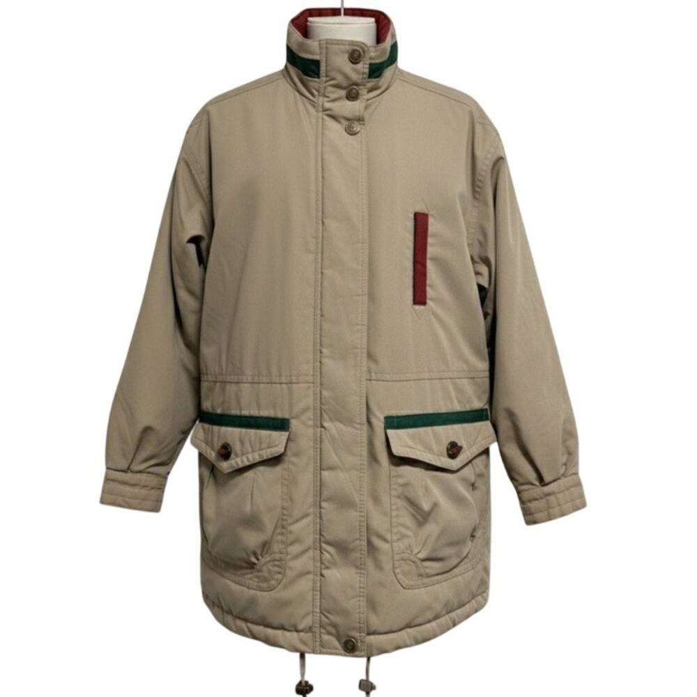 Out Brook Men’s Medium Quilted Utility Jacket Beige Y2K Retro Outdoor Coat